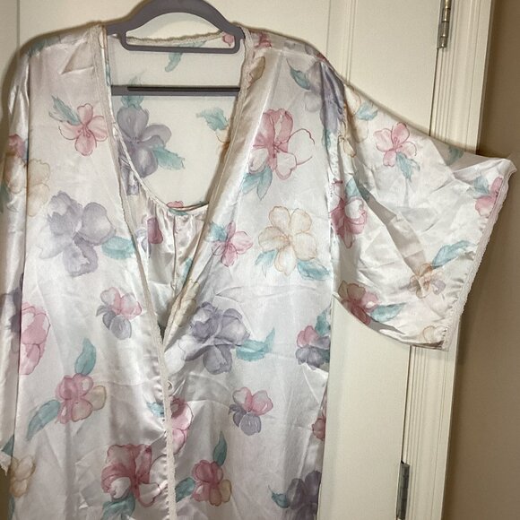 Vintage Carolyn Holt Renfrew Women's Maxi Nightgown & Robe Set Size L Floral - Picture 2 of 12